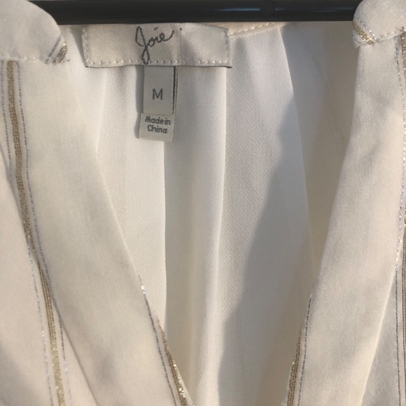 Joie Silk Sleeveless White/Gold HiLo Coastal M Lined Top - Picture 3 of 4